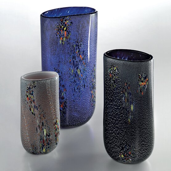 Vase Stretto, Vase bleu avec des taches de couleur
