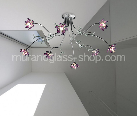 581 Plafond série, Plafonnier en cristal améthyste avec huit lumières