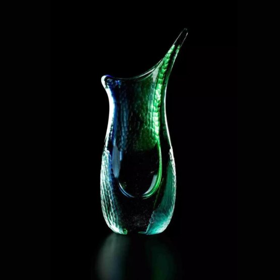 Vase jungle, Vase forgé vert et bleu