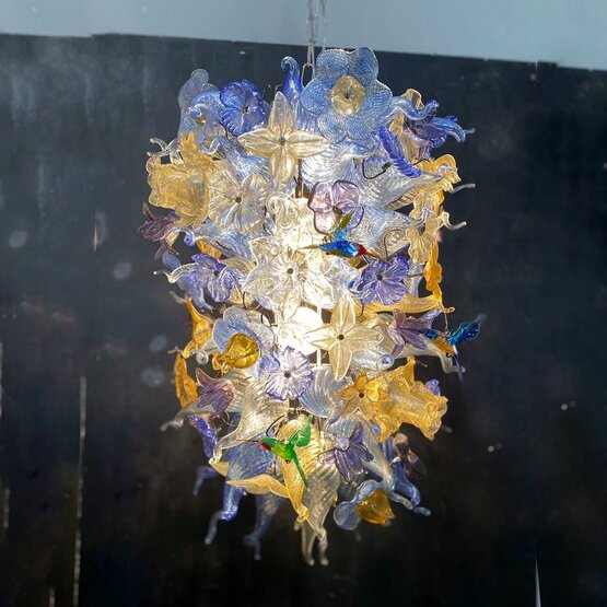 Suspension fleurs luminescentes, suspension aux fleurs colorées