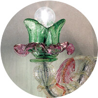 Crystal and silver with pink and green glass details