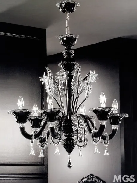Lustre Black Hawk, Black Hawk en cristal et noir à huit lumières