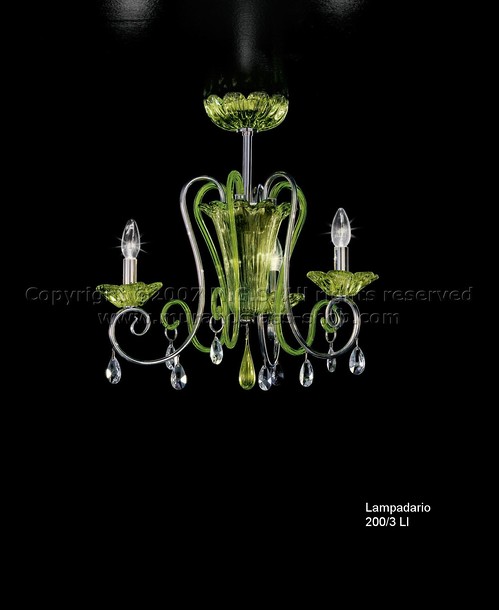 Lustres Série 200, Lustre avec trois lumière sève verte