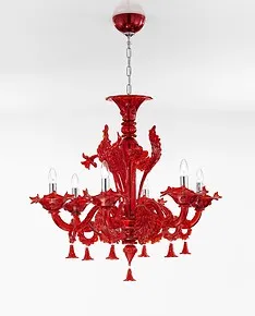 Lustre rouge à six lumières
