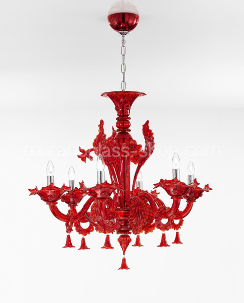 Lustres série 1377, Lustre rouge à six lumières