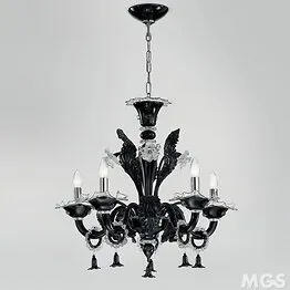 Lustre noir et cristal à cinq lumières (mini)