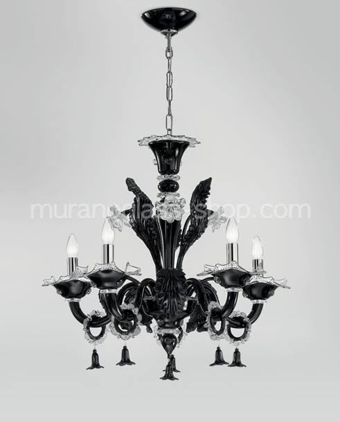 Lustre Giustinian, Lustre noir et cristal avec six lumières