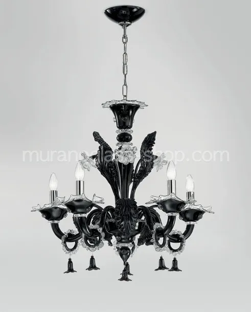 Lustre Giustinian, Lustre noir et cristal à cinq lumières