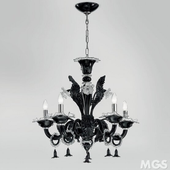 Lustre Giustinian, Lustre noir et cristal à cinq lumières (mini)