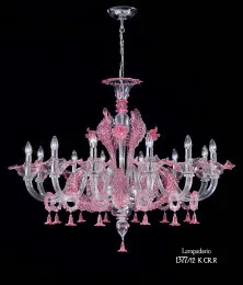 Lustre en cristal à douze lumières et de rubis