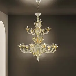 Lustre en cristal de quinze feux orange décoration