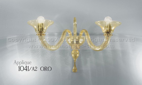Applique 1041, 24k or appliques de décoration en cristal avec deux lumières