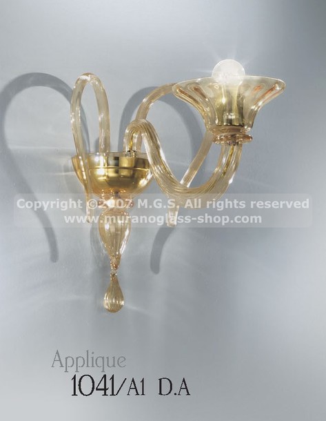 Applique 1041, Applique avec cristal décoration ambre à la lumière