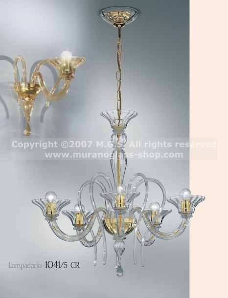 Guibet Chandelier, Lustre en cristal à cinq lumières