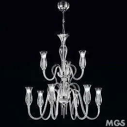 Lustre blanc laiteux à neuf lumières