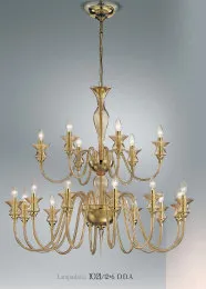 Lustre en cristal à dix-huit lumières à décor ambre