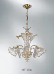 Lustre en cristal à décor d'or à six lumières