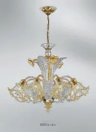 Lustre en cristal à décor orange à six lumières