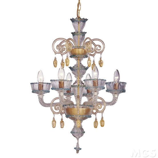 Lustre de France, décoration d'or Lustre à six lumières