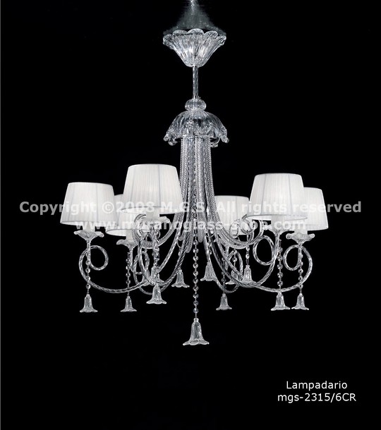 Lustre avec abat-jour série 2315, Lustre en cristal avec abat-jour à trois lumières
