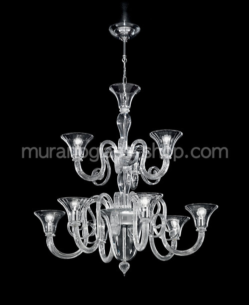 Lustre Sambonet, Lumières Lustre en cristal décoration orange à neuf