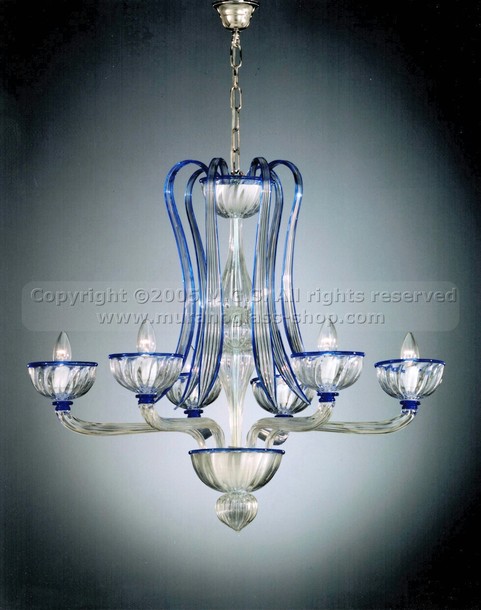 Série modernes Les Chandeliers 417, Lustre en cristal décoré en bleu