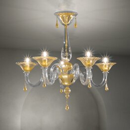 Lustre à douze lumières avec ambre