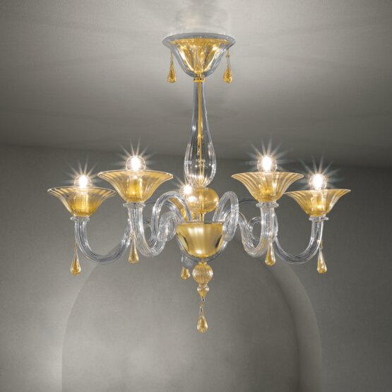 Lustre Dolfin, + lumières blanc et cristal couleur