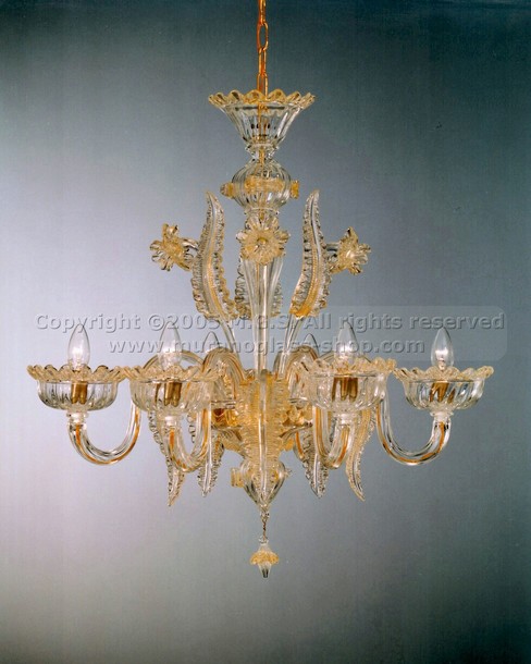 Lustres série 403, Lustre en cristal à six baloton lumières.