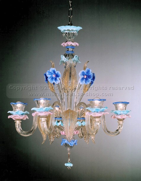 Lustres série 410, Lustre en cristal orné de couleur blanche or.