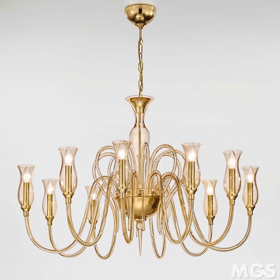 Lustre Teodato, Lustre à décor ambre à dix lumières