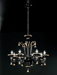 Lustre noir et or à huit lumières