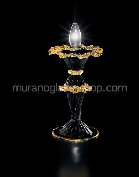 Lampes de table série Murano 1463, Noir couleur de la lumière et de l'or 24k