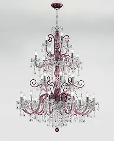lustre rouge et cristal de détails