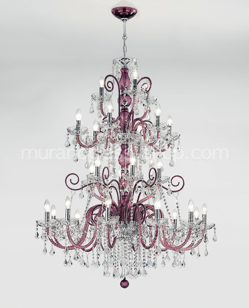 Lustre Bohemia Star, lustre rouge et cristal de détails