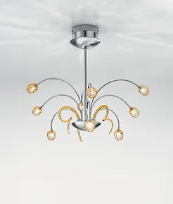 Lustre en métal avec verres ambre