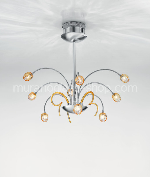 Lustres série 151, Lustre en métal avec verres ambre