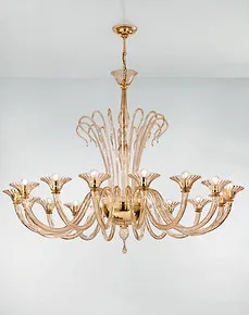 Lustre à seize lumières cristal fum
