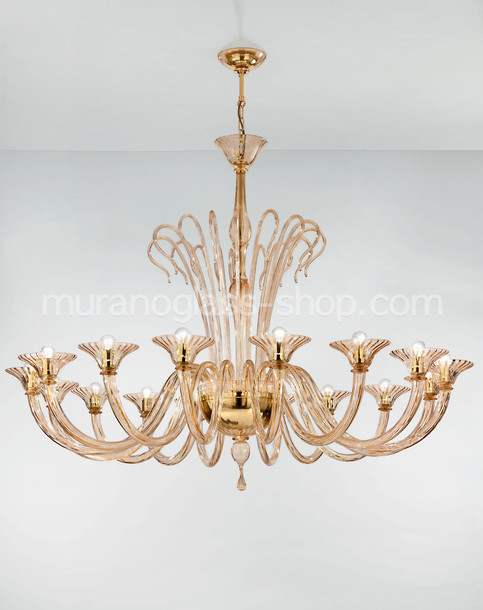 Chandelier Koons, seize lumières de lustre en cristal 24k d'or