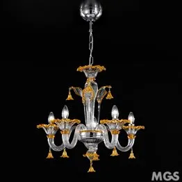 2575 Lustre série, 5 feux, cristal et améthyste de couleur d'or 24k