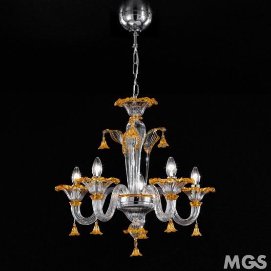 Patrini Chandelier, 2575 Lustre série, 5 feux, cristal et améthyste de couleur d'or 24k