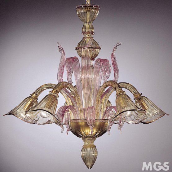 Acqua Chandelier, ambre et rubis lustre