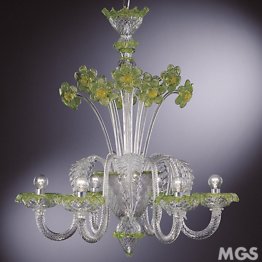 Lustre en cristal détails verts