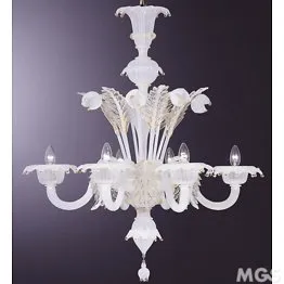 Lustre avec cinq lumières de couleur soie ornée de 24k d'or