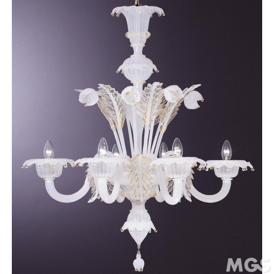 Poli Chandelier, Lustre avec cinq lumières de couleur soie ornée de 24k d'or