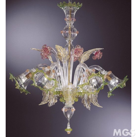 Ercole Chandelier, or rubis Lustre et détails verts