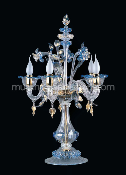 Flambda série de tables 7734, Candélabre de table en cristal bleu or.