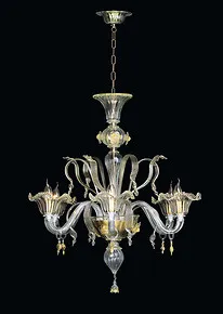 Lustre en cristal à six médailles d'or lumières