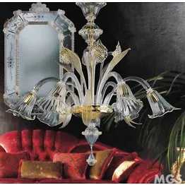 Lustre en cristal d'or avec trois lumières
