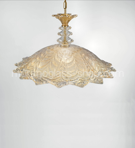 Firenze Lampe suspendue, Lampe suspendue avec un grain de cristal et or 24 carats